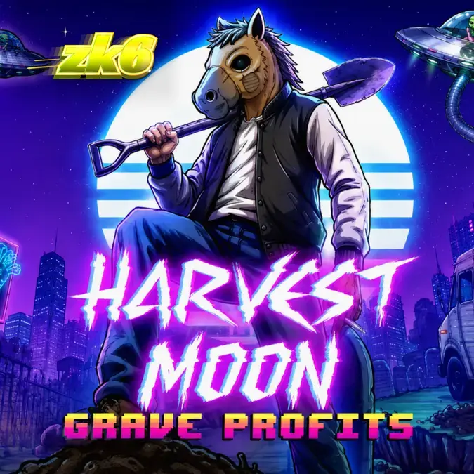 Tampilan visual slot Harvest Moon Grave Profits dengan tema laboratorium horor